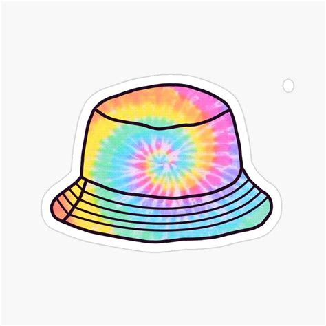 A Tie Dyed Hat Sticker On A White Background With The Colors Of