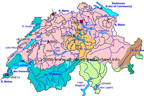 Rivers Through Switzerland Longest River Major Rivers Map