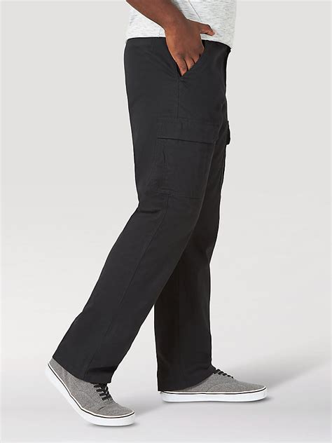 Mens Wrangler Flex Cargo Pants Relaxed Fit Black Tech Pocket All Sizes