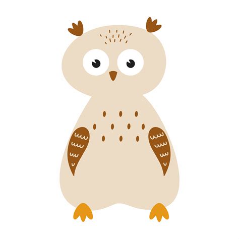 Cute Grey Owl For A Childrens Book Funny Sad Owl 4899689 Vector Art