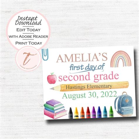 Diy Instant Download Back To School Sign First Day Of School