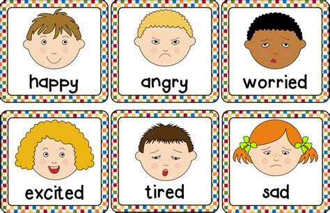Emotion Cards Printable Angry Cheerful Confused Excited Happy