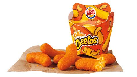 In addition to a crispy fried chicken fillet, the burger will feature a cheetos sauce, mayonnaise, and a handful of the brightly coloured snacks. Burger King launches new Mac n' Cheetos - Chew Boom