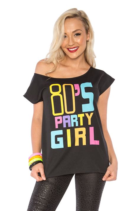 80s party girl t shirt costume 1980s fancy dress top