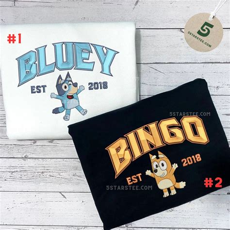 Bluey And Bingo Embroidered Sweater Couple Embroidered Etsy