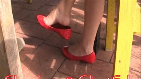 New Red Flats Barefoot Shoeplay Under Chair Mp4 Shoeplayer Long Clips Clips4sale