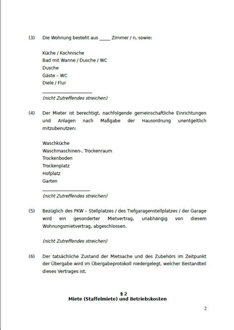 Die möglichkeit der staffelmiete eröffnet der § 557a bgb. Mietvertrag Wohnraum Staffelmiete hier herunterladen