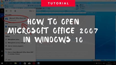 How To Open Microsoft Office Word 2007 In Windows 10 Youtube