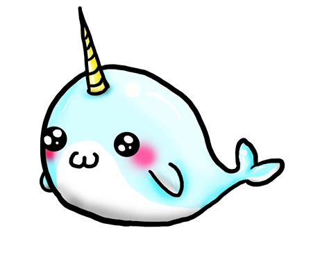 Narwhal clipart cute coloring page, Narwhal cute coloring page