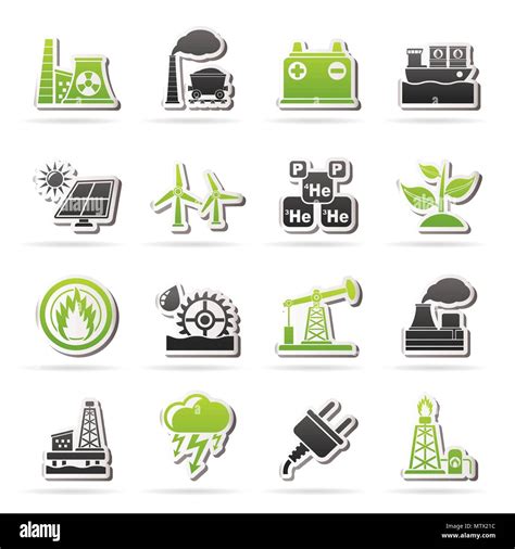 Electricity And Energy Source Icons Vector Icon Set Stock Vector