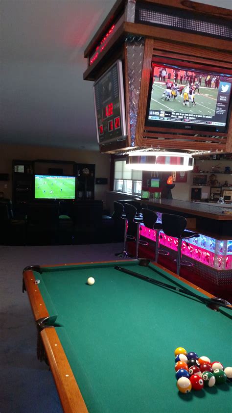 Great Pool Table Light With Lighted Bar Game Room Basement Man Cave Basement Man Cave Garage