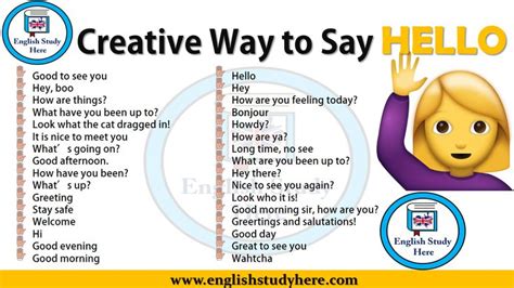 Creative Ways To Say Hello Ways To Say Hello Hello English