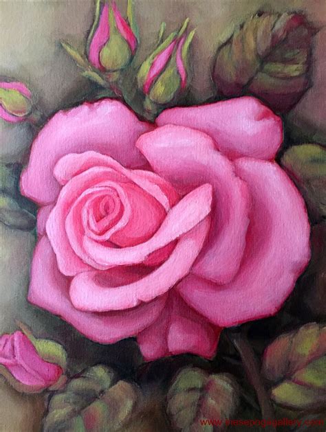 Pink Rose Acrylic Painting For Sale Rose Painting Acrylic Rose Art