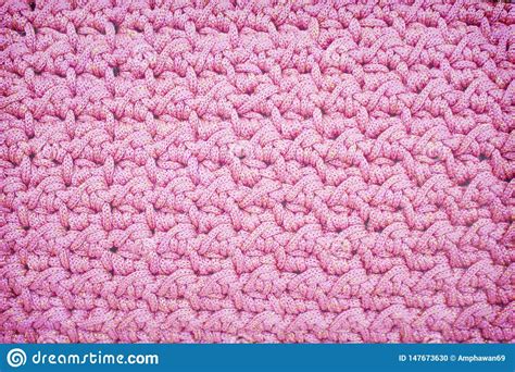 Pink Crochet Knitted Patterns Texture for Background Stock Photo