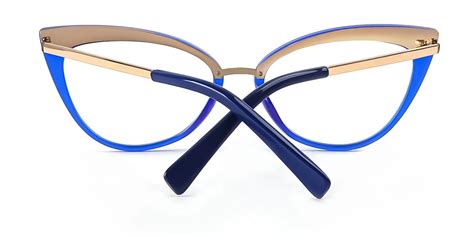 Blue Cateye Unique Spring Hinges Eyeglasses Wherelight