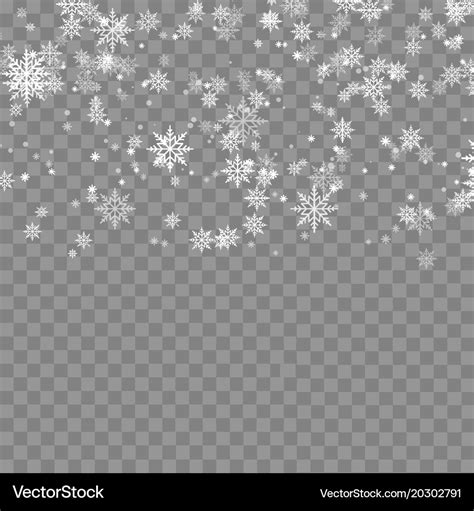 Falling Snowflakes On Transparent Background Vector Image