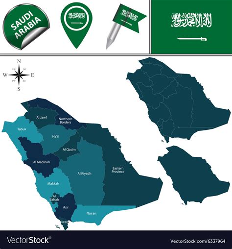 Saudi Arabia Map With Named Divisions Royalty Free Vector