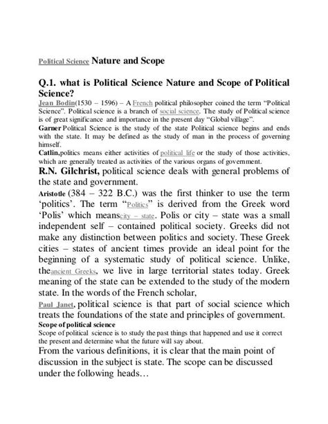 Political Science Nature And Scope