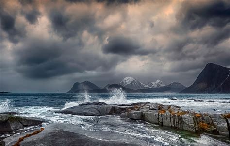 Wallpaper Sea Clouds Mountains Coast Norway Norway The Lofoten