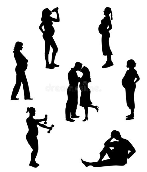 Set Of Two Silhouettes Of Pregnant Women Vector Stock Vector Illustration Of Love