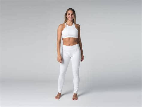 Yoga Legging 95 coton Bio et 5 Lycra Blanc Vêtements de yoga Femme