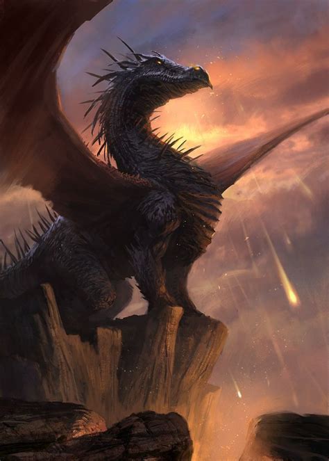 Dragon On A Cliff Fantasy Creatures Art Dragons Fantasy Dragon