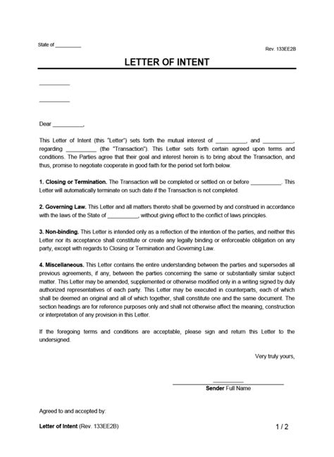 letter of intent loi template example sample afidavit