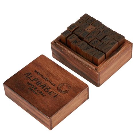 Bg_ 36pcs capital letter alphabet numbers wooden ink stamps diy scrapbook decor. 28PCS Vintage Wood Alphabet Letter Rubber Stamps Small ...