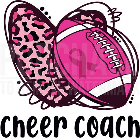 Cheer Coach Leopard Cheerleading Football Mom Breast Cancer Svg