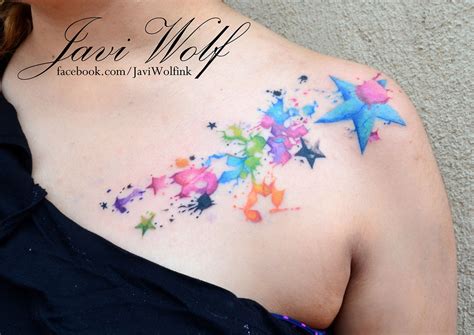 Watercolor Stars Tattoo Tattooed By Javi Wolf Body Art Pinterest