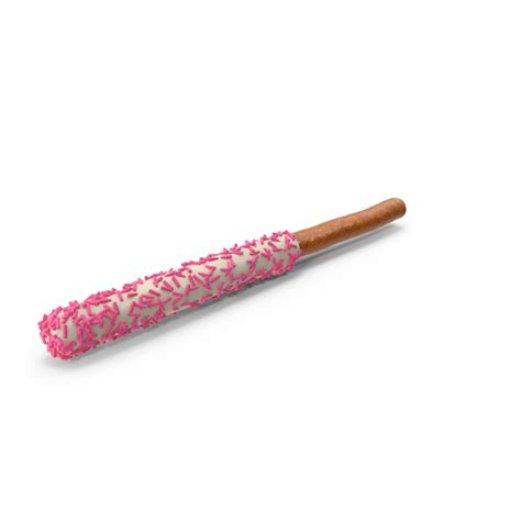 White Chocolate Dipped Pretzel Rod With Pink Pops Png Images And Psds For