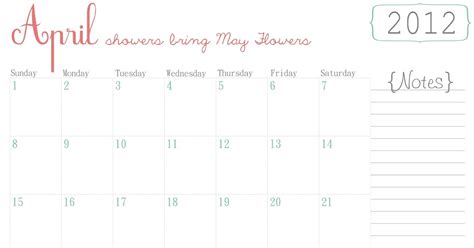 Free Printable Calendar April