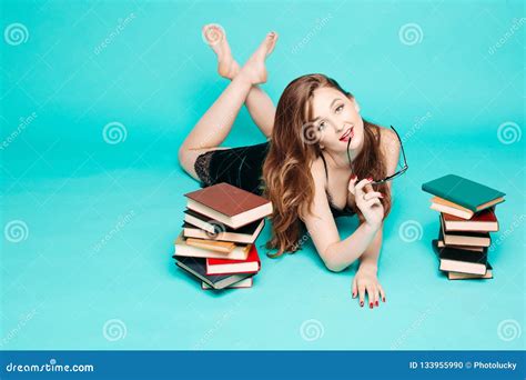 Female Teacher Reading Book Surprised Gesturing Stock Photo Image Of