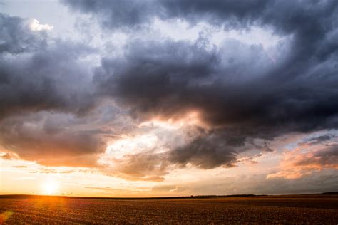 Cloudy Sunset Over Fields By Pflonk On Deviantart