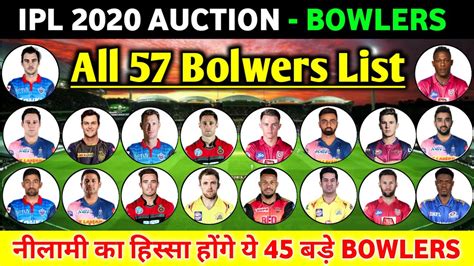 How many ipl teams are there in 2020? IPL 2020 Auction : Final List Of 57 Big Bowlers Who Will ...