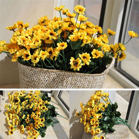 Are you picking wedding flowers right now? 1 bouquet Yellow Silk Sunflower Home Table Decoration ...