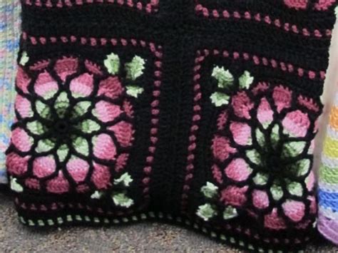 Stained Glass Granny Square Afghan Joining Crochet Motifs Granny