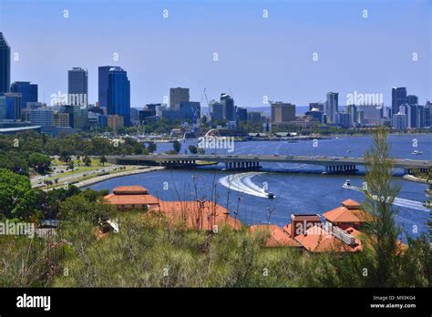 Over Looking The Vibrant City Of Perth And The Swan River From Kings
