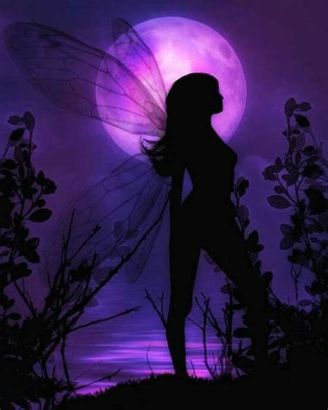 Purple Moon Farie Fairy Art Fairies Photos Fairy Silhouette