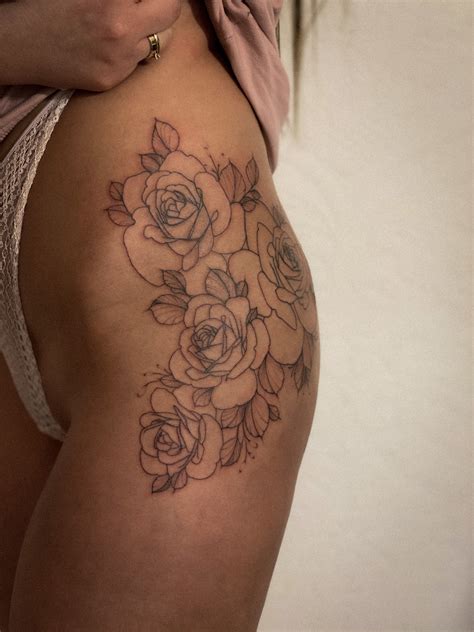 Roses Thigh Tattoo Thigh Tattoo Tattoos Flower Tattoo