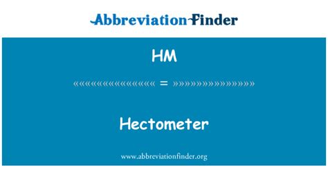 Definizione Hm Hectometer Hectometer