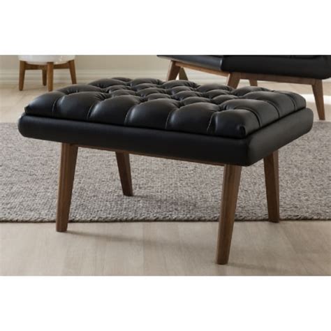 Baxton Studio Annetha Mid Century Modern Black Faux Leather Upholstered