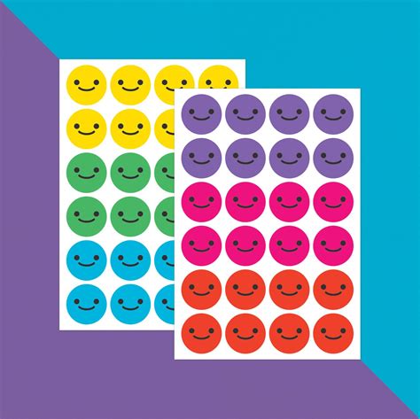 Colourful Smiley Faces X 48 Teacher Stickers Teacher Stickers