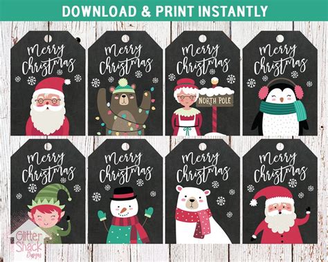 Merry Christmas Tags Cute Holiday T Tags Printable Etsy
