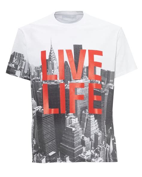 Neil Barrett Mens Live Life Graphic T Shirt White Tee