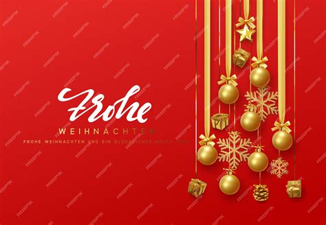 Premium Vector German Text Frohe Weihnachten Merry Christmas And Happy New Year Golden