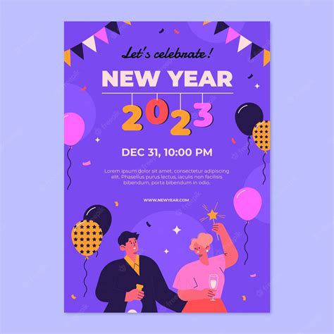 Premium Vector Flat New Year 2023 Vertical Poster Template