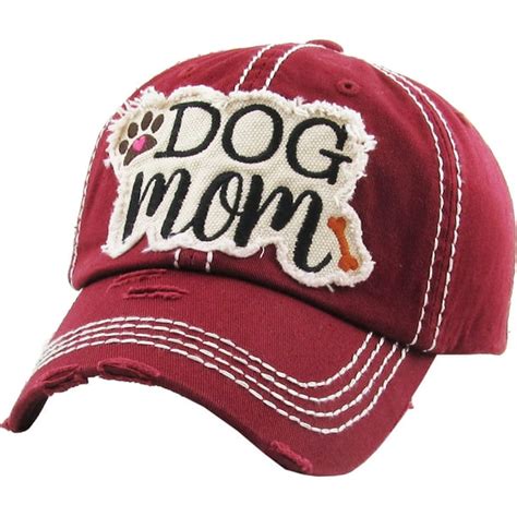 Kbethos Dog Mom Vintage Distressed Washed Baseball Cap Hat Adjustable