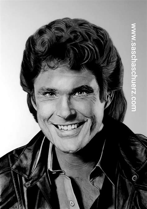 David Hasselhoff Pencil And Charcoal Portrait Drawing By Sascha Schürz