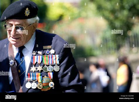 A British Veteran With Lots Of Medals And Decorations Stock Photo Alamy